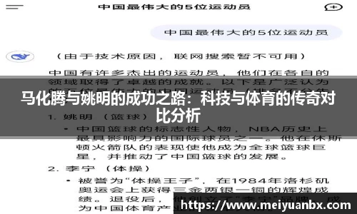 马化腾与姚明的成功之路：科技与体育的传奇对比分析